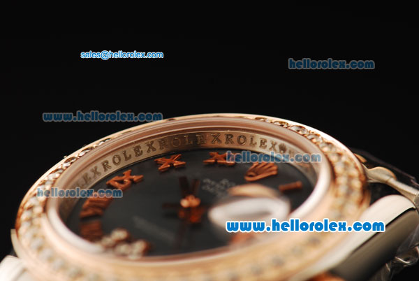 Rolex Datejust Automatic Movement ETA Coating Case with Diamond Bezel and Roman Numerals - Click Image to Close